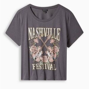 Torrid Nashville Classic Fit Polyester Cotton Crew Crop Tee Size 2x